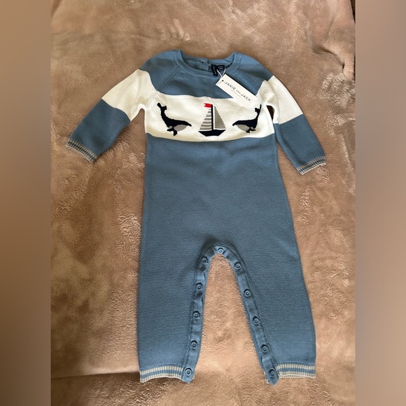 Janie and Jack Other - Janie&Jack infant boys blue/white one piece nautical sweater Size 12-18mo NWT